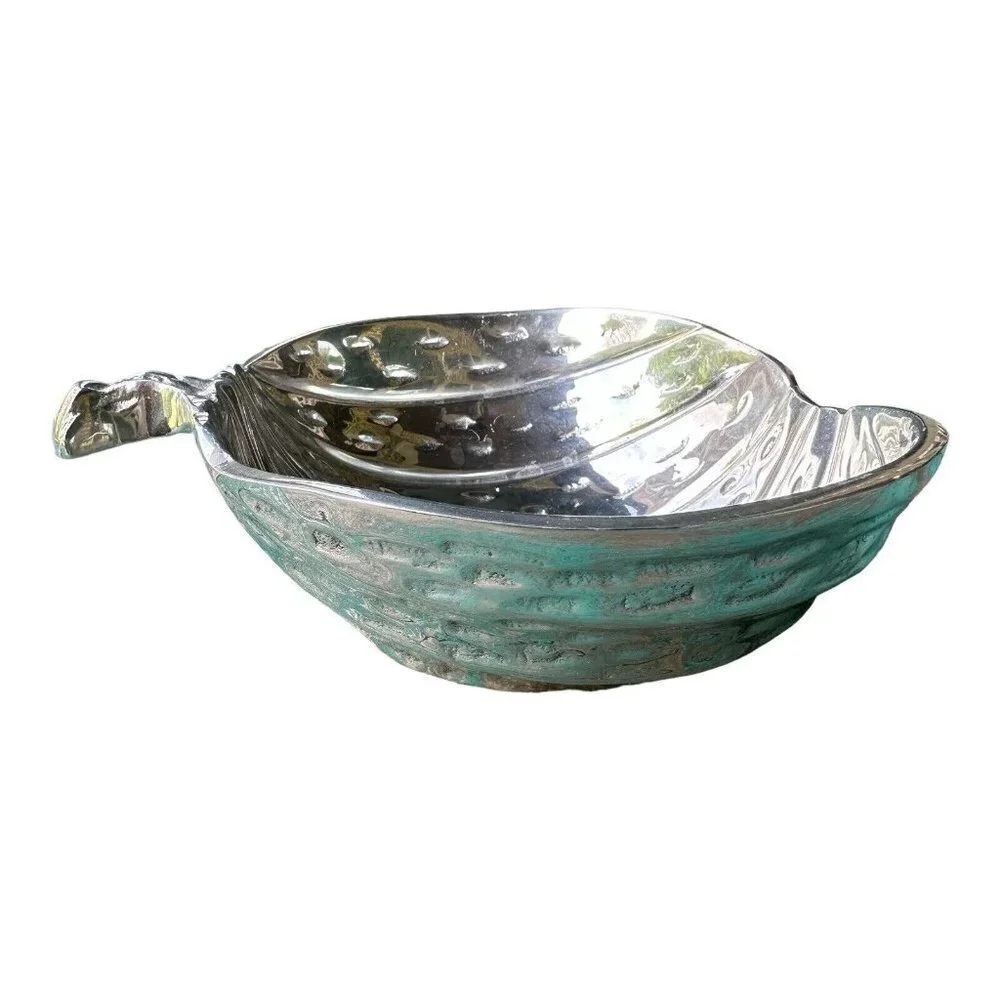 Sonoma Home Goods Metal Holiday Pumpkin Shaped Bowl 8 Inch Silver‎ Tone Aluminum